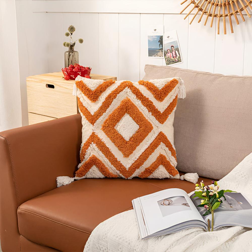 Cushion Cover Tufted Boho Cotton 18x18