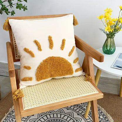 Cushion Cover Tufted Boho Cotton Blend Zipper Closure