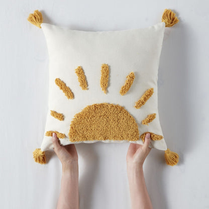 Cushion Cover Tufted Boho Cotton Blend Zipper Closure