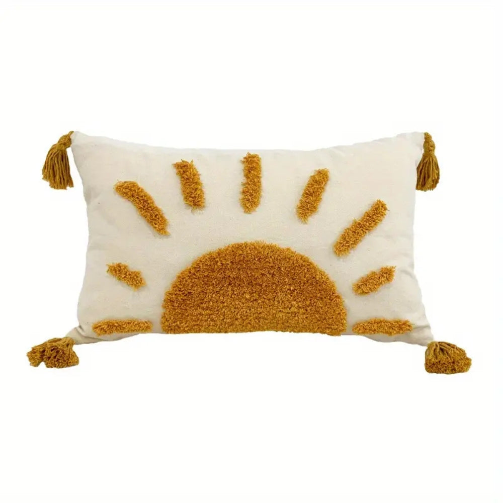 Cushion Cover Tufted Boho Cotton Blend Zipper Closure