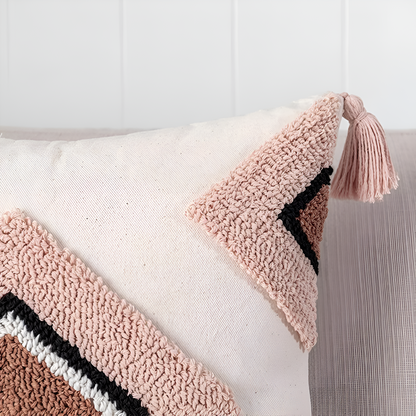 Cushion Cover Tufted Embroidered Cotton Rainbow Motif