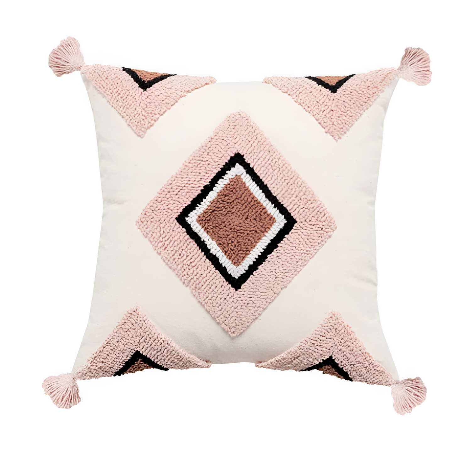 Cushion Cover Tufted Embroidered Cotton Rainbow Motif
