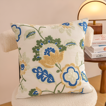 Cushion Cover Tufted Embroidered Microfiber 18x18 Indoor Outdoor