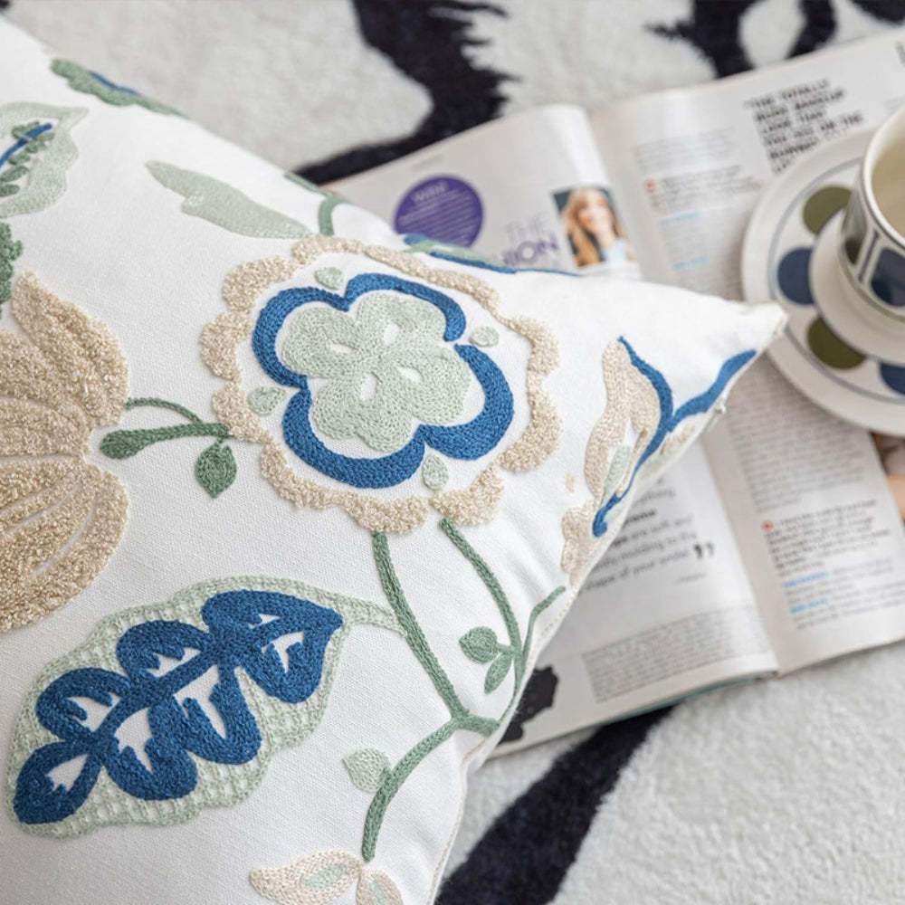 Cushion Cover Tufted Embroidered Microfiber 18x18 Indoor Outdoor