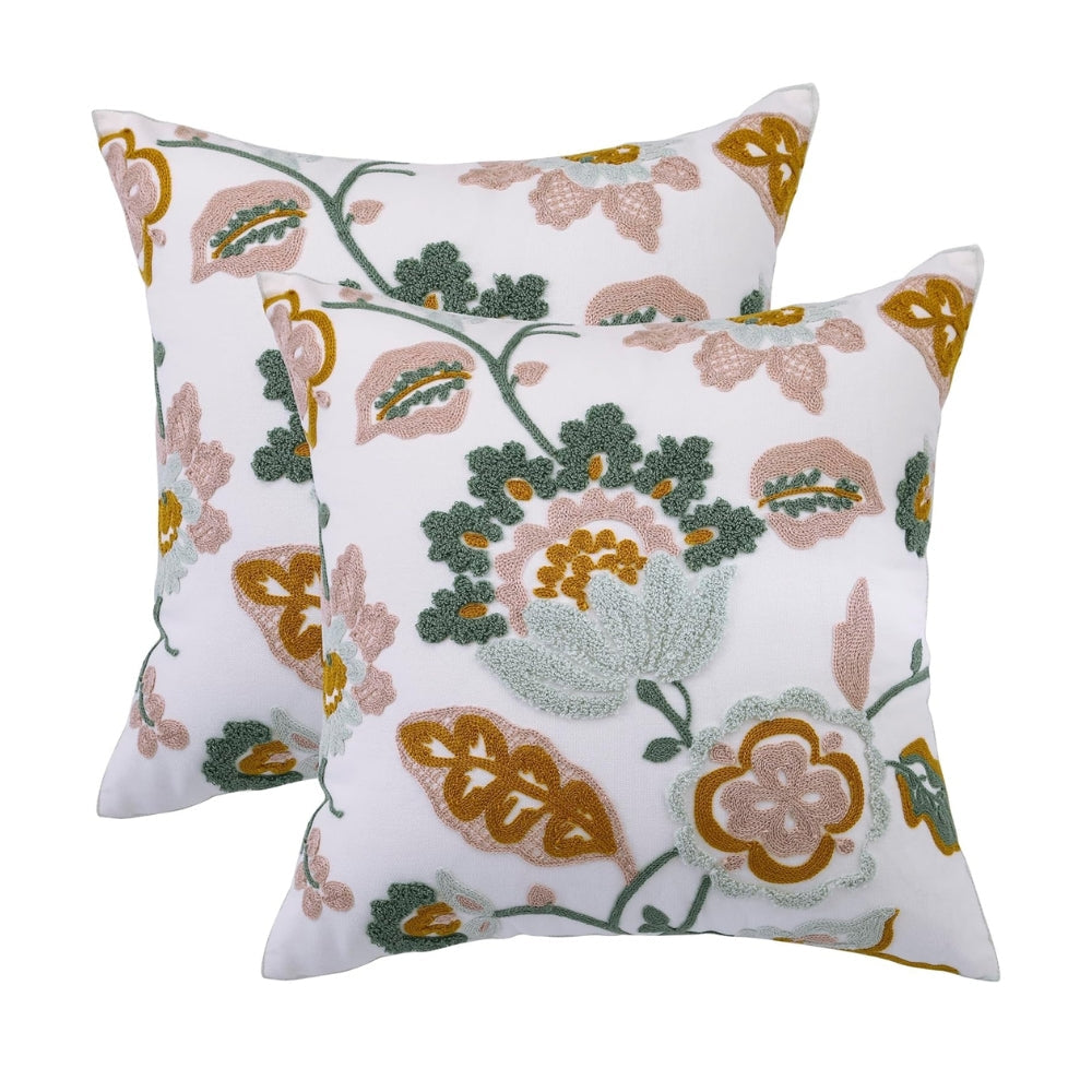 Cushion Cover Tufted Embroidered Microfiber 18x18 Indoor Outdoor