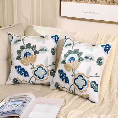 Cushion Cover Tufted Embroidered Microfiber 18x18 Indoor Outdoor