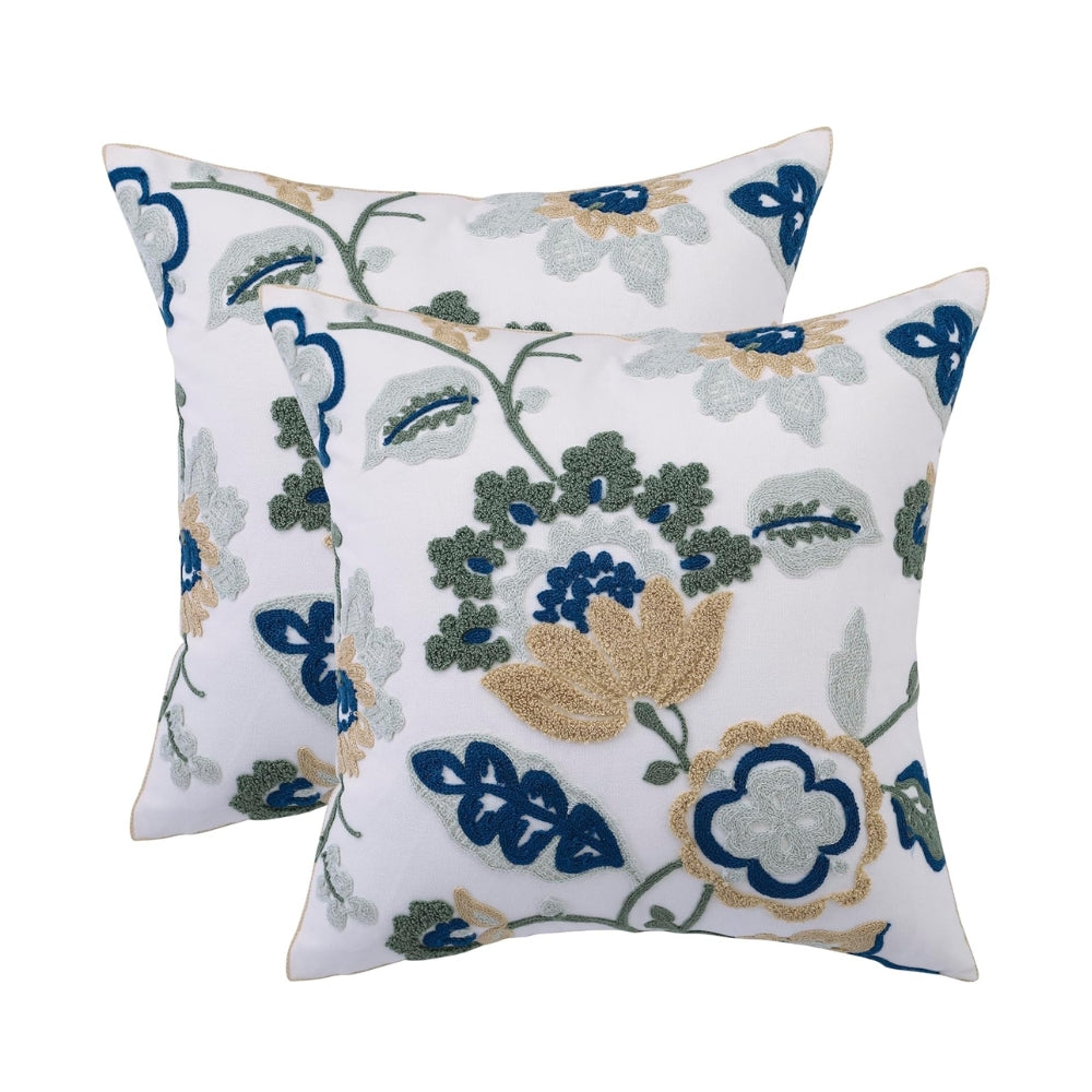 Cushion Cover Tufted Embroidered Microfiber 18x18 Indoor Outdoor
