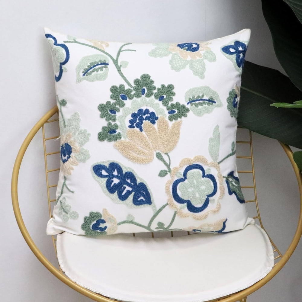 Cushion Cover Tufted Embroidered Microfiber 18x18 Indoor Outdoor