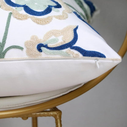 Cushion Cover Tufted Embroidered Microfiber 18x18 Indoor Outdoor