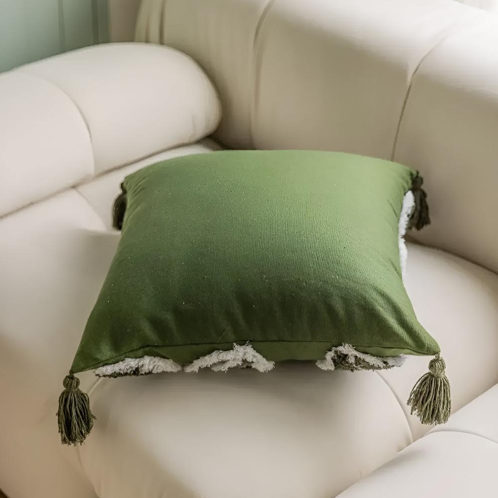 Cushion Cover Tufted Leaf Microfiber Washable