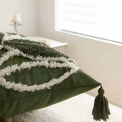 Cushion Cover Tufted Leaf Microfiber Washable
