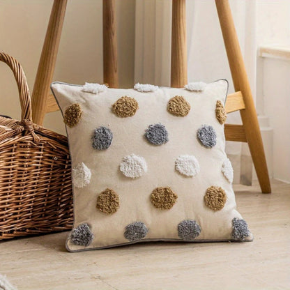 Cushion Cover Tufted Polka Dot Microfiber & Piped Edges