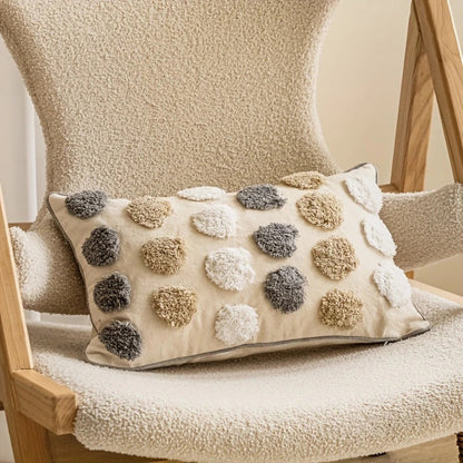 Cushion Cover Tufted Polka Dot Microfiber & Piped Edges