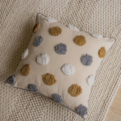 Cushion Cover Tufted Polka Dot Microfiber & Piped Edges