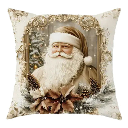 Cushion Cover Velvet Christmas Print Zipper 18x18