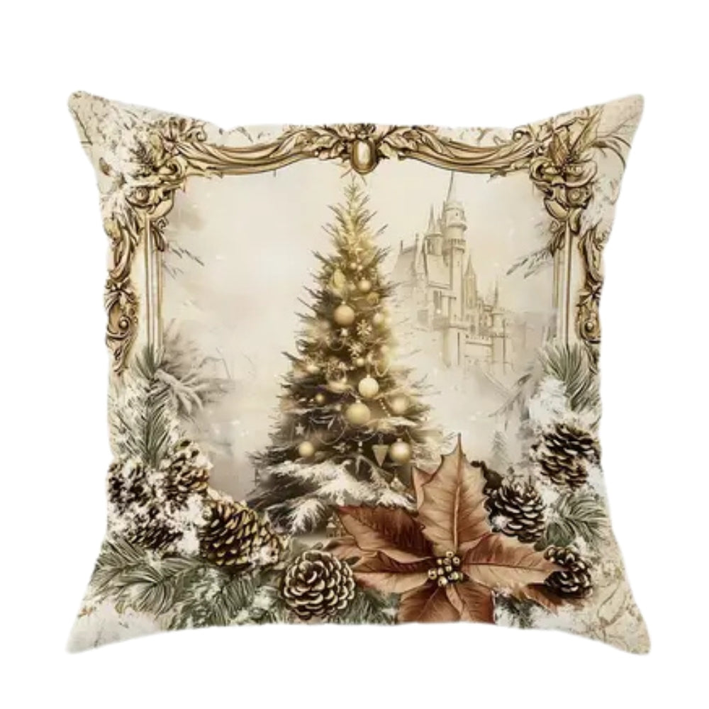 Cushion Cover Velvet Christmas Print Zipper 18x18