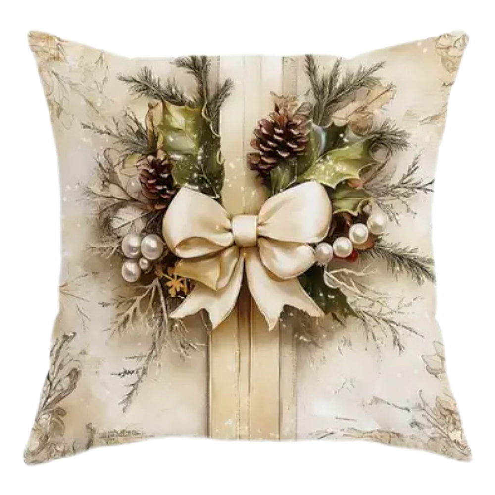 Cushion Cover Velvet Christmas Print Zipper 18x18
