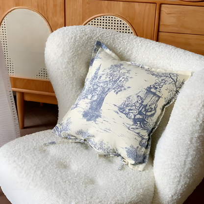 Cushion Cover Vintage Jouy Pure Cotton Machine Washable