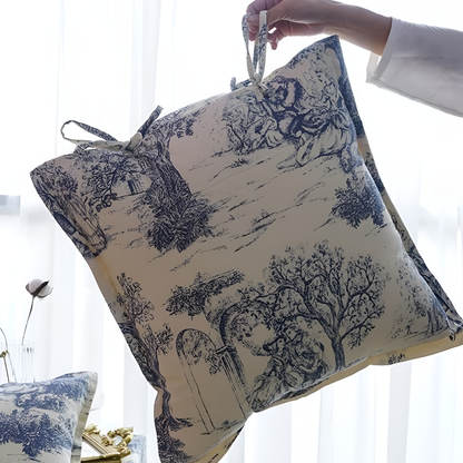 Cushion Cover Vintage Jouy Pure Cotton Machine Washable
