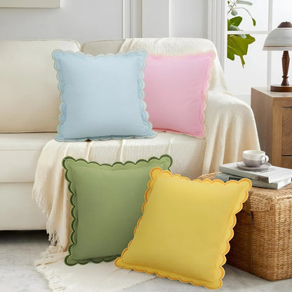 Cushion Cover Wave Edge Pure Cotton Machine Washable