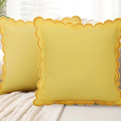 Cushion Cover Wave Edge Pure Cotton Machine Washable