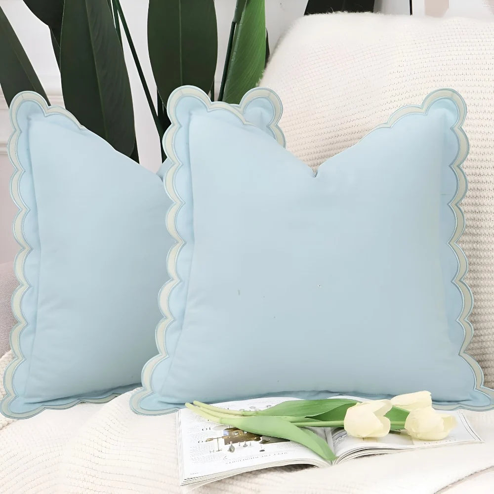 Cushion Cover Wave Edge Pure Cotton Machine Washable