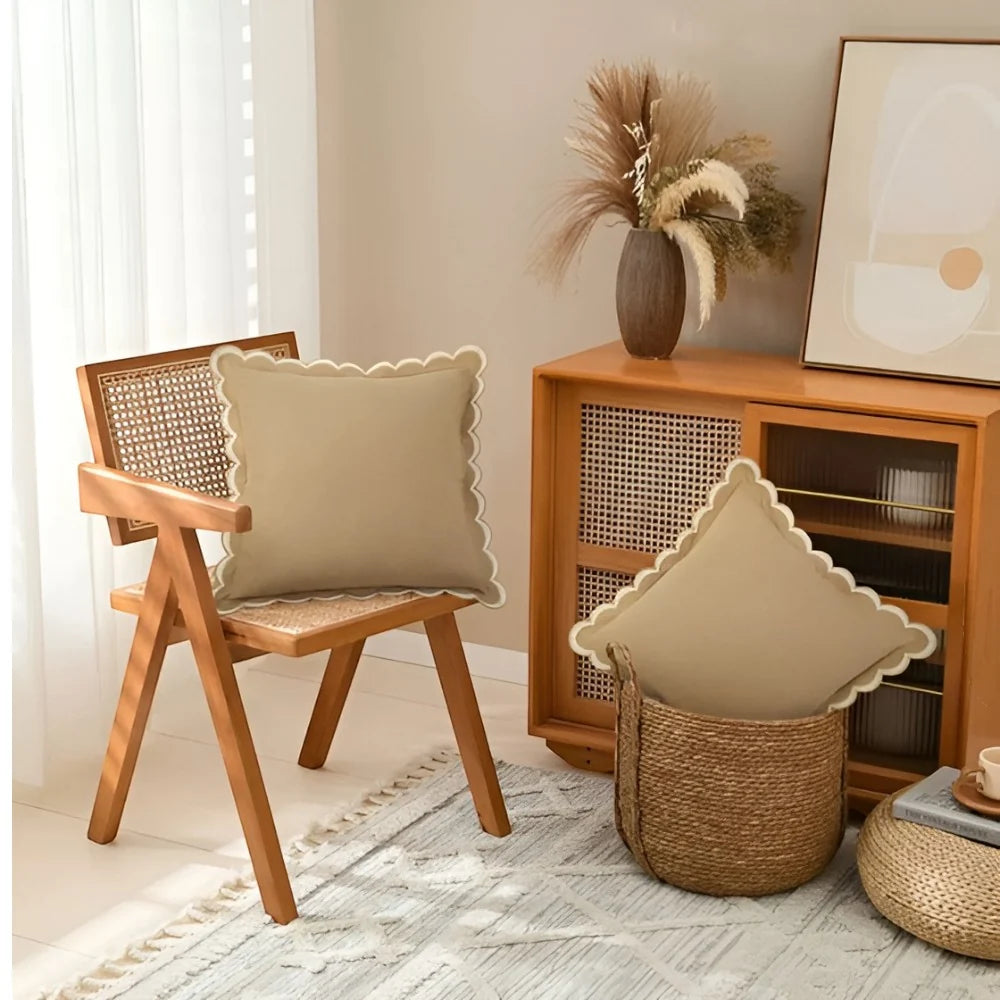 Cushion Cover Wave Edge Pure Cotton Machine Washable