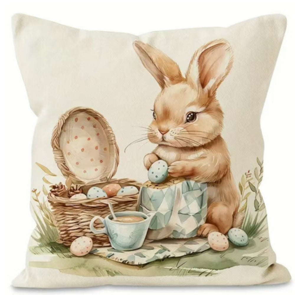 Cushion Covers Set Pastel Bunny Print Set of 4