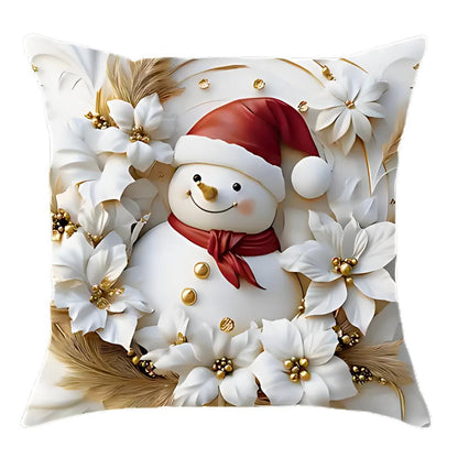 Cushion Covers Set of 4 Christmas Microfiber Hidden Zip