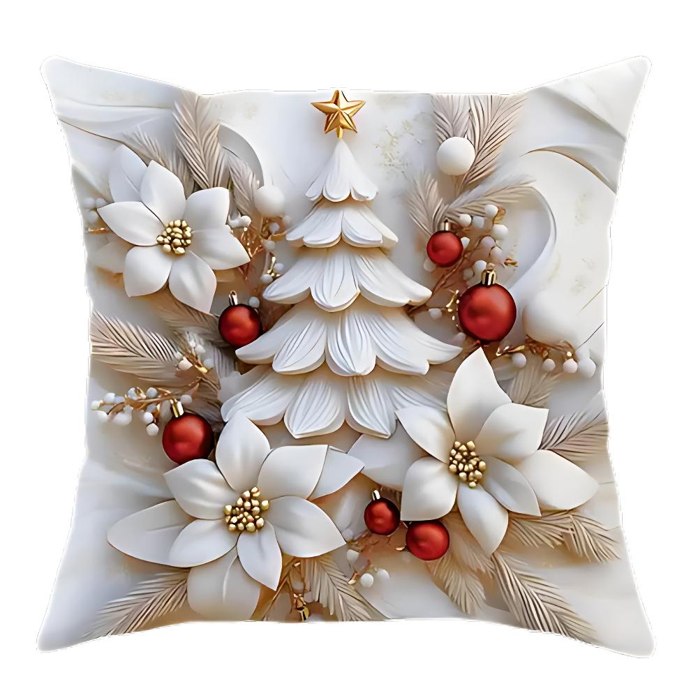 Cushion Covers Set of 4 Christmas Microfiber Hidden Zip