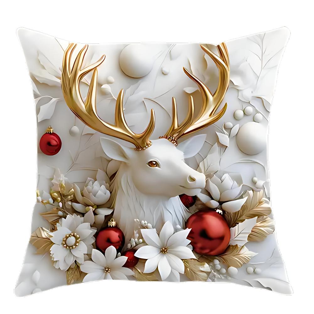 Cushion Covers Set of 4 Christmas Microfiber Hidden Zip