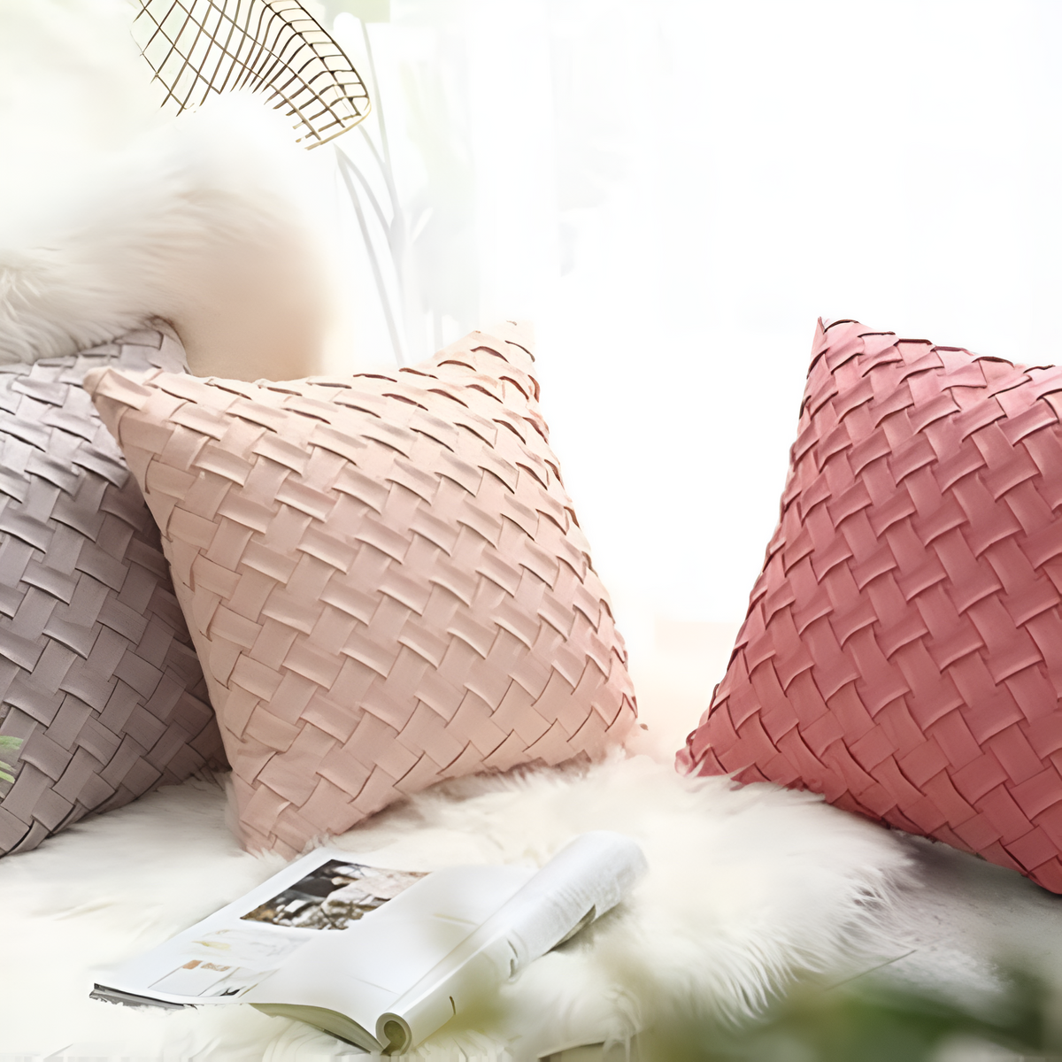 Cushion Covers Soft Faux Suede Basket Weave Multiple Colors