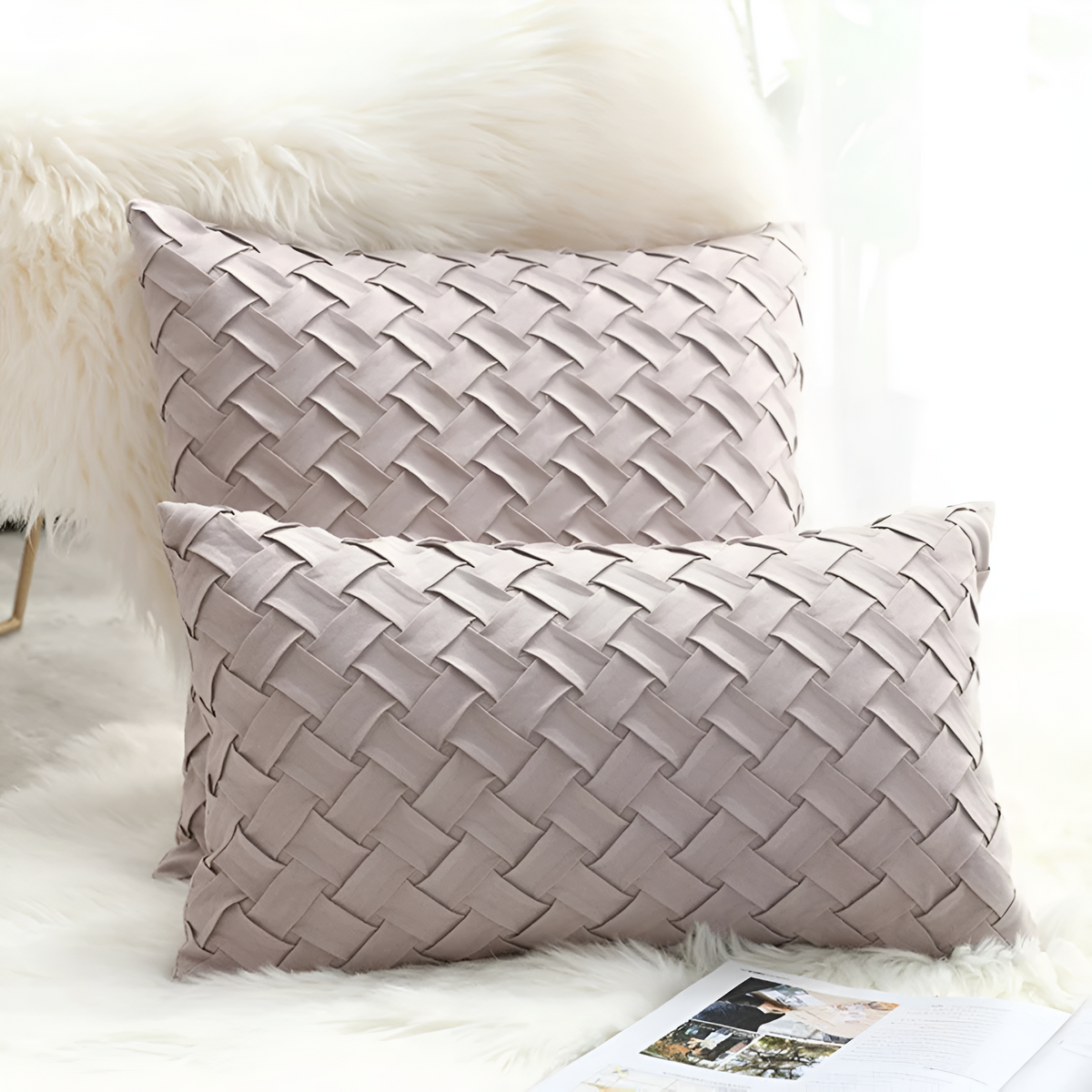 Cushion Covers Soft Faux Suede Basket Weave Multiple Colors