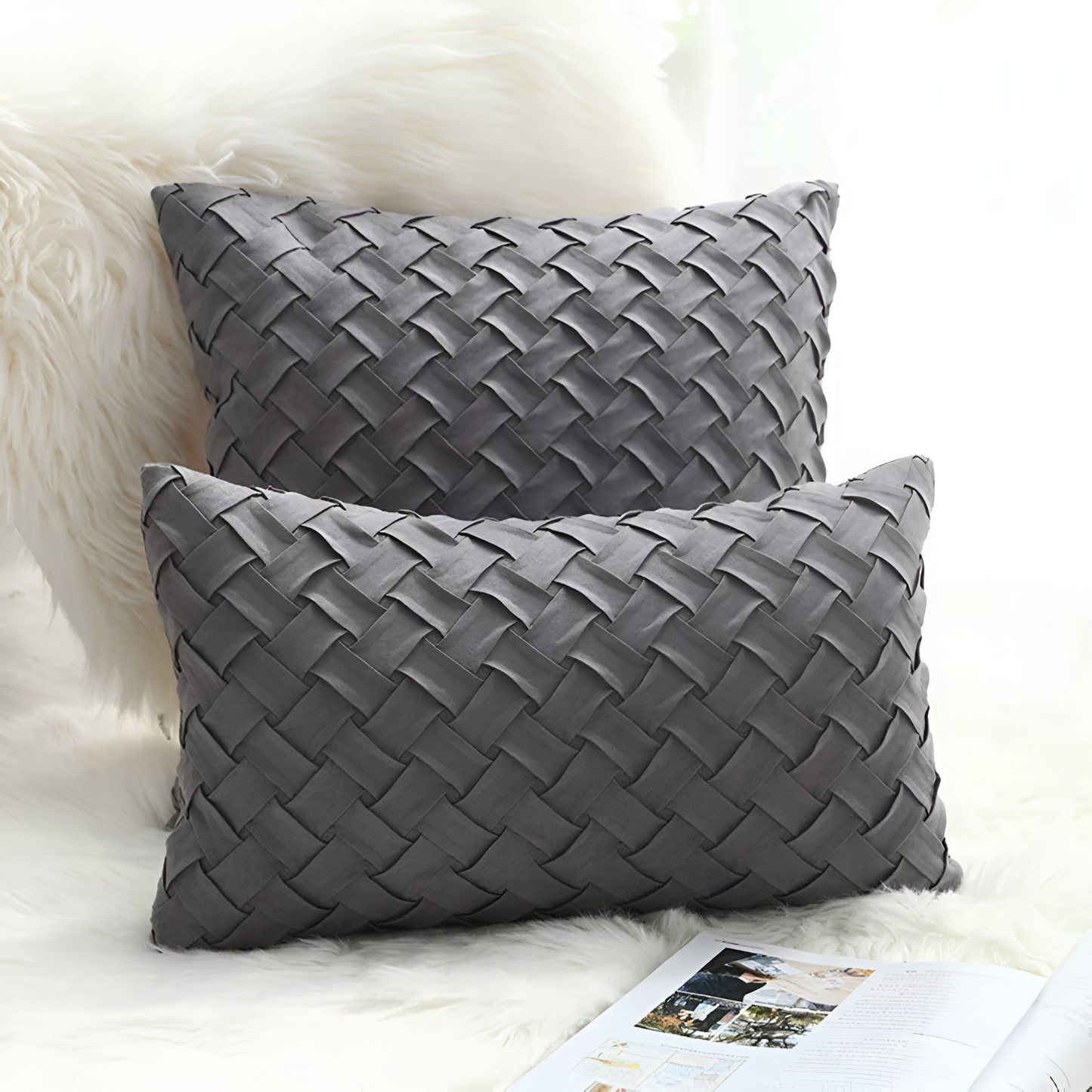 Cushion Covers Soft Faux Suede Basket Weave Multiple Colors