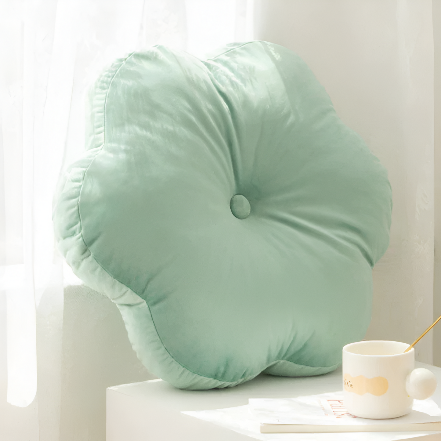 Cushion Flower-Shaped Velvet Cover & Sponge Filling