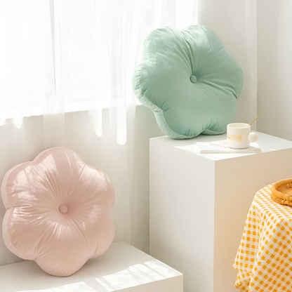 Cushion Flower-Shaped Velvet Cover & Sponge Filling