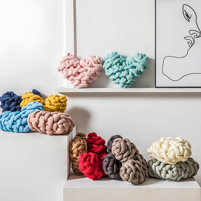 Cushion Heart-Shaped Knotted Handmade 100% Cotton