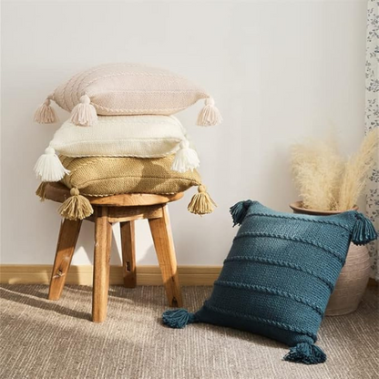 Cushion Nordic Knit Tassels Acrylic Cover & Hidden Zipper
