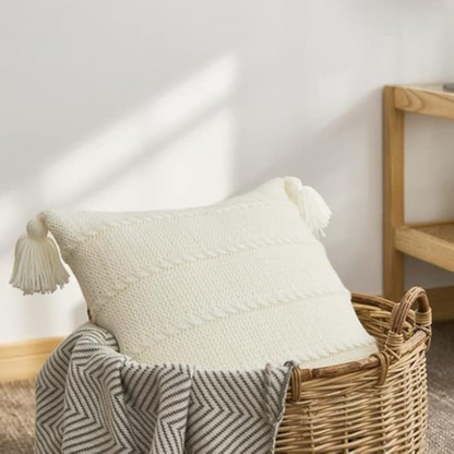 Cushion Nordic Knit Tassels Acrylic Cover & Hidden Zipper