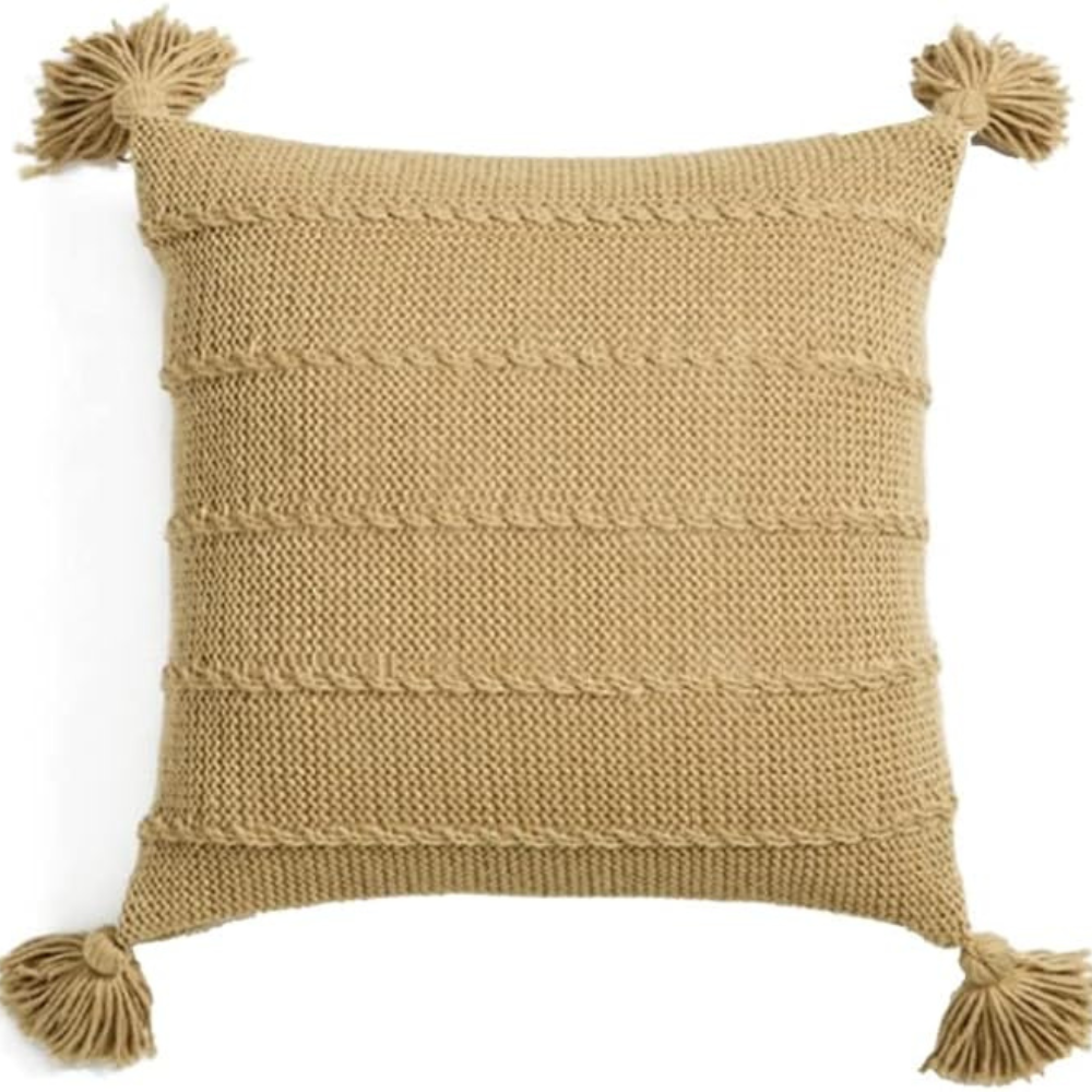Cushion Nordic Knit Tassels Acrylic Cover & Hidden Zipper