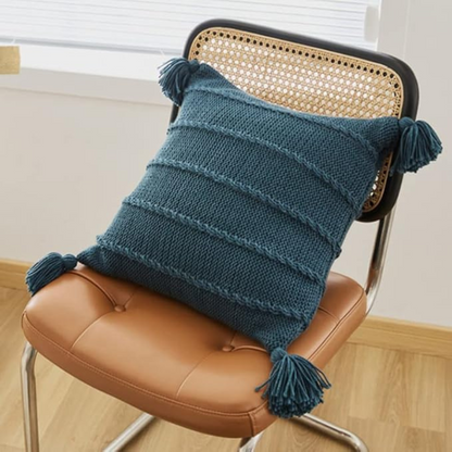 Cushion Nordic Knit Tassels Acrylic Cover & Hidden Zipper