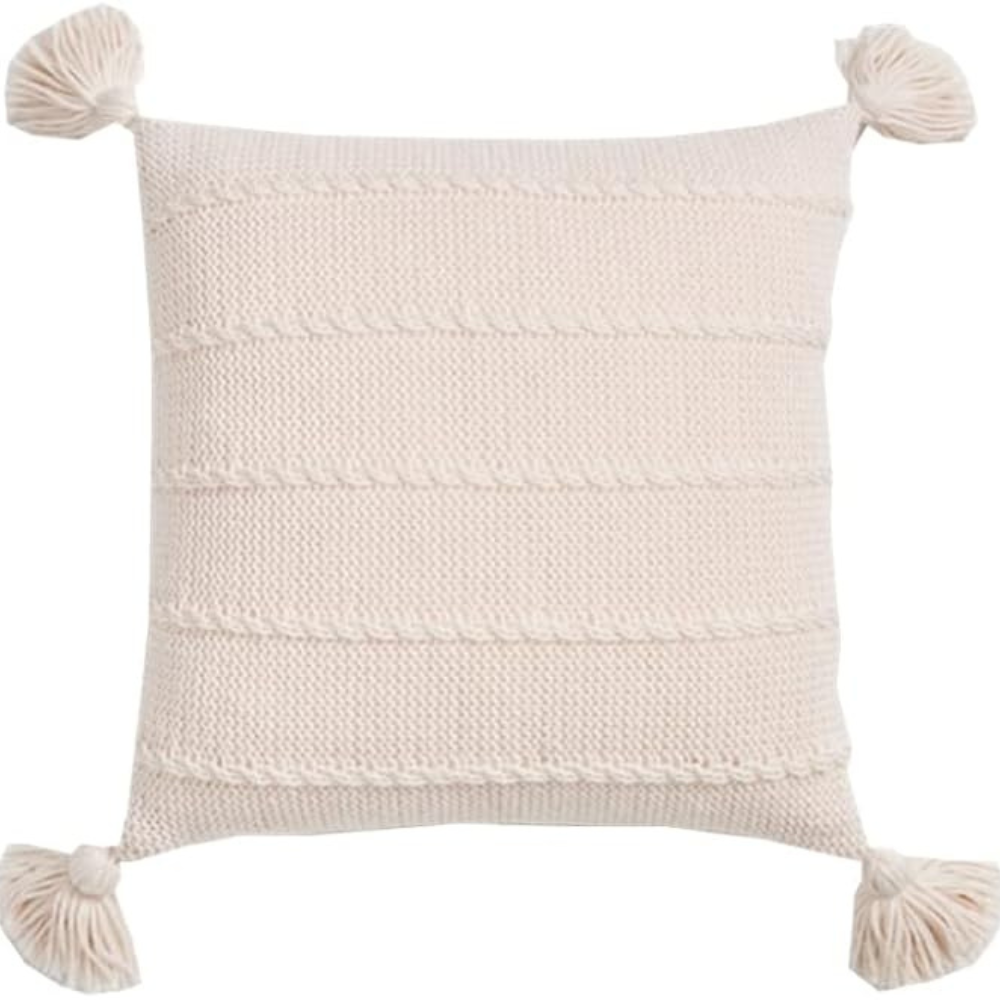 Cushion Nordic Knit Tassels Acrylic Cover & Hidden Zipper