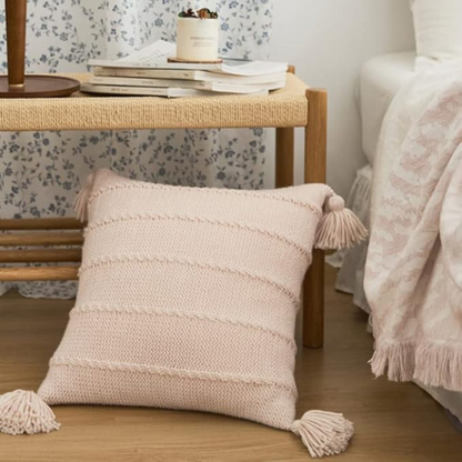 Cushion Nordic Knit Tassels Acrylic Cover & Hidden Zipper