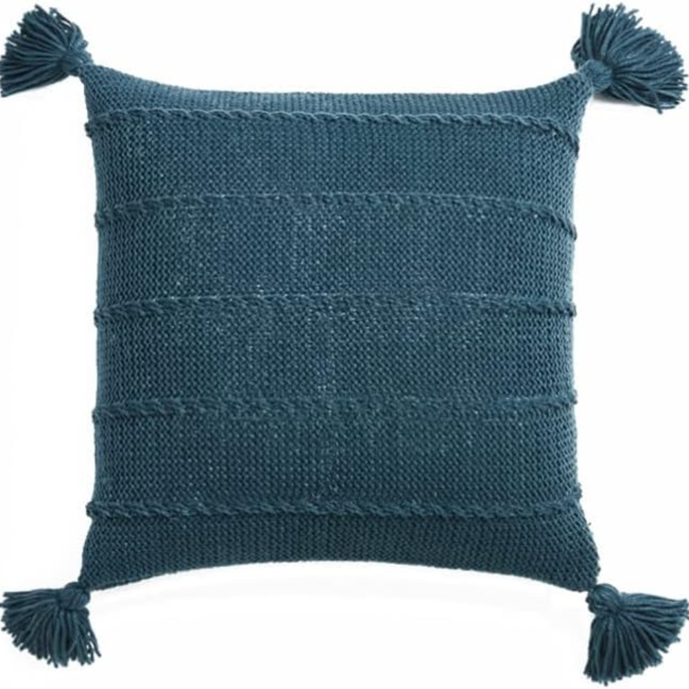 Cushion Nordic Knit Tassels Acrylic Cover & Hidden Zipper