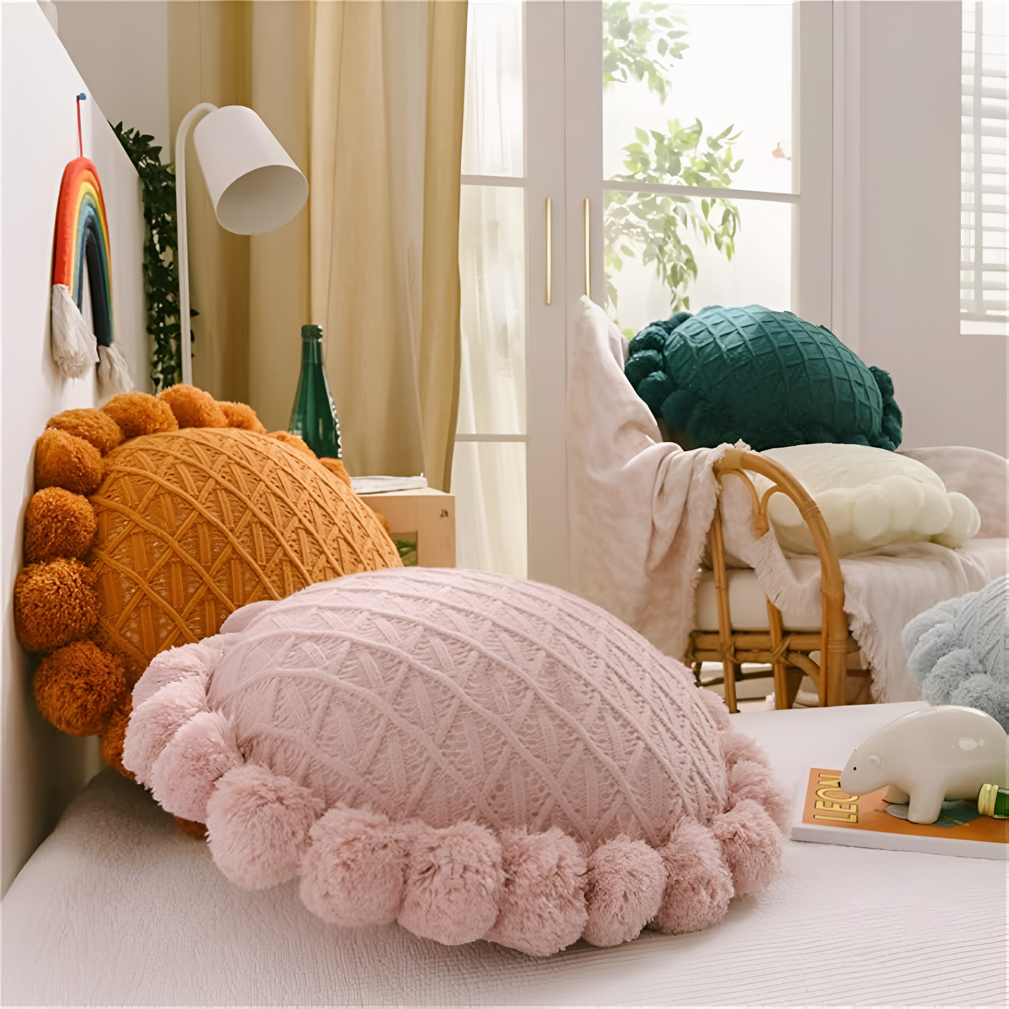 Cushion Sunflower Weave Pom-Pom Trim