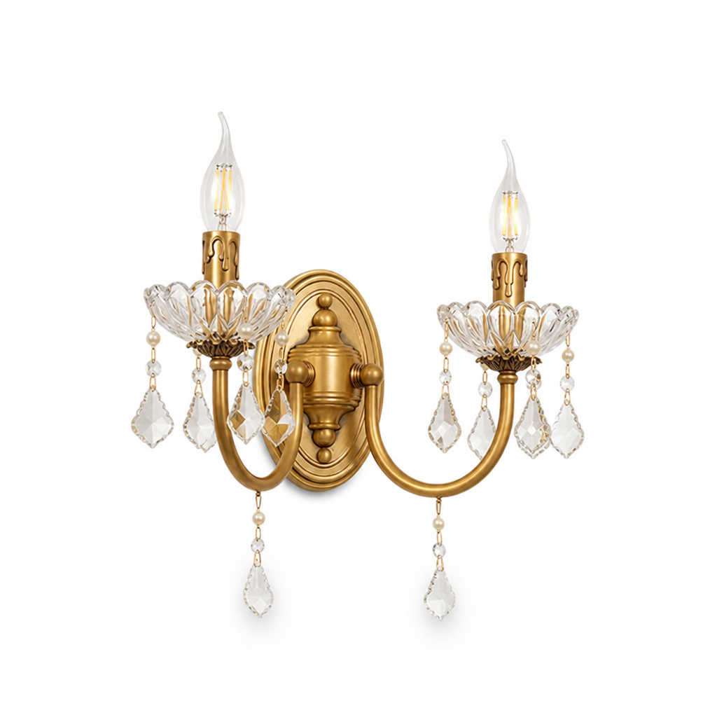 Cut Crystal Petal Bowl 2-Light Wall Sconce (Dimmable)