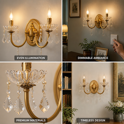 Cut Crystal Petal Bowl 2-Light Wall Sconce (Dimmable)