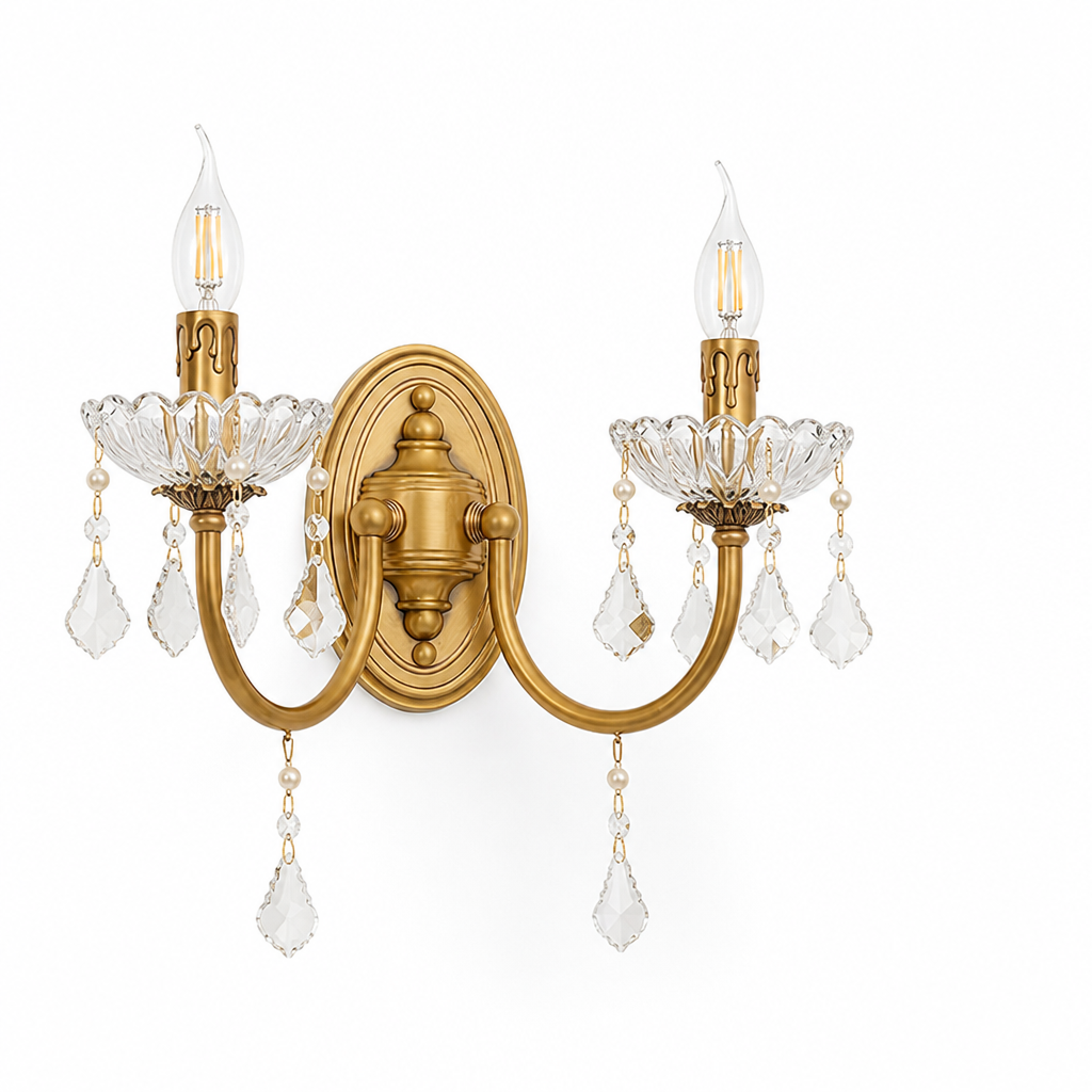 Cut Crystal Petal Bowl 2-Light Wall Sconce (Dimmable)