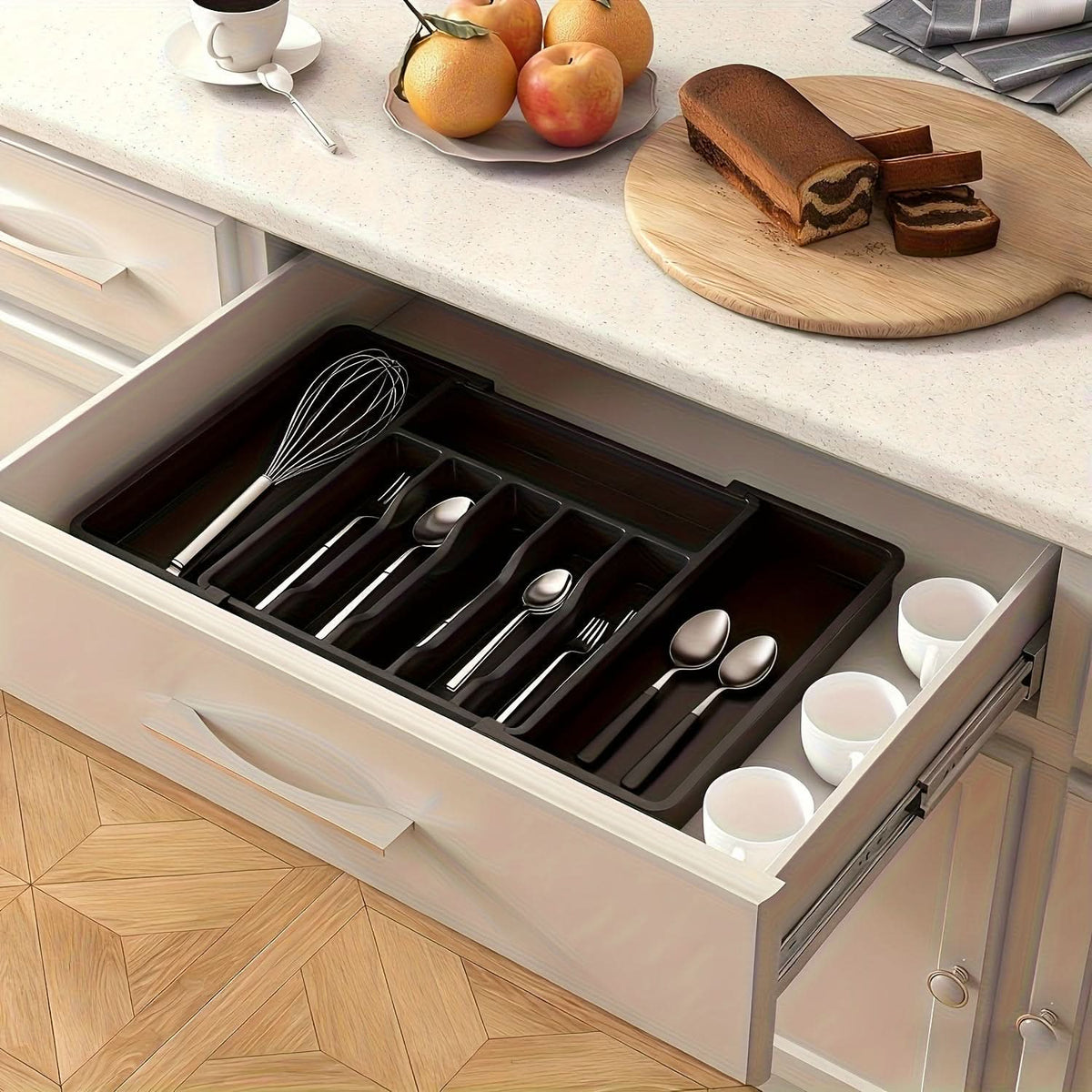 Cutlery Drawer Organizer Expandable Multiple Compartments Plastic