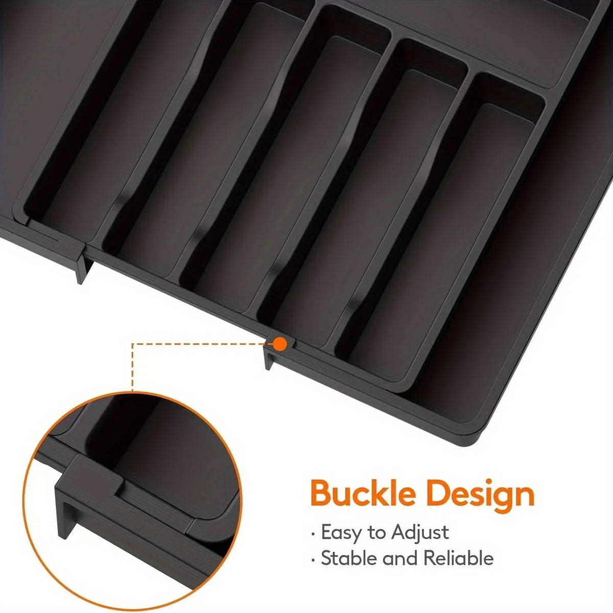 Cutlery Drawer Organizer Expandable Multiple Compartments Plastic